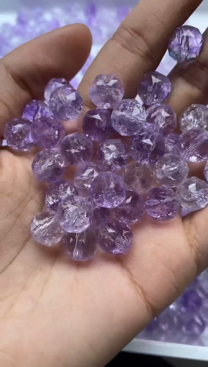 颈饰未镶嵌水晶W1922-紫色碧玺切面10mm*10颗