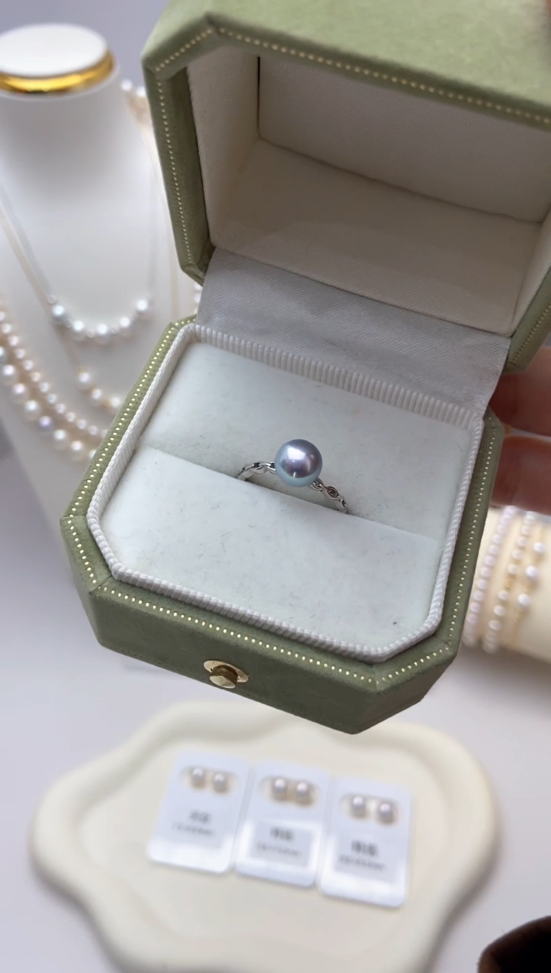 【闪购商品】海水珍珠戒指银S925镶嵌真多麻7.0-7.5戒指