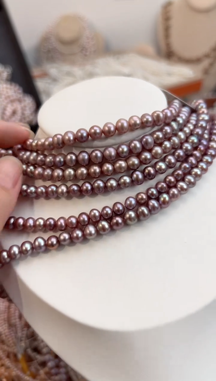 未镶嵌3淡水珍珠紫红色*无核珍珠项链6mm左右（多样性发一）