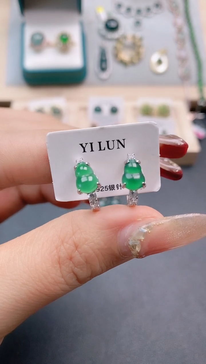 【闪购商品】翡翠耳饰银S925镶嵌11111111111