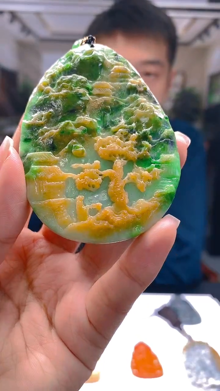 未镶嵌定制翡翠KK翡翠毛货吊坠-2