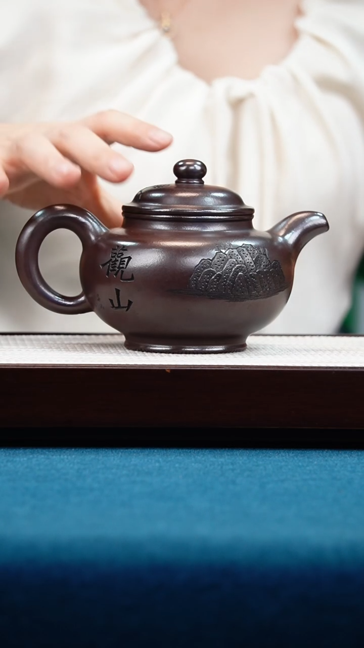 茶壶紫砂观山掇只