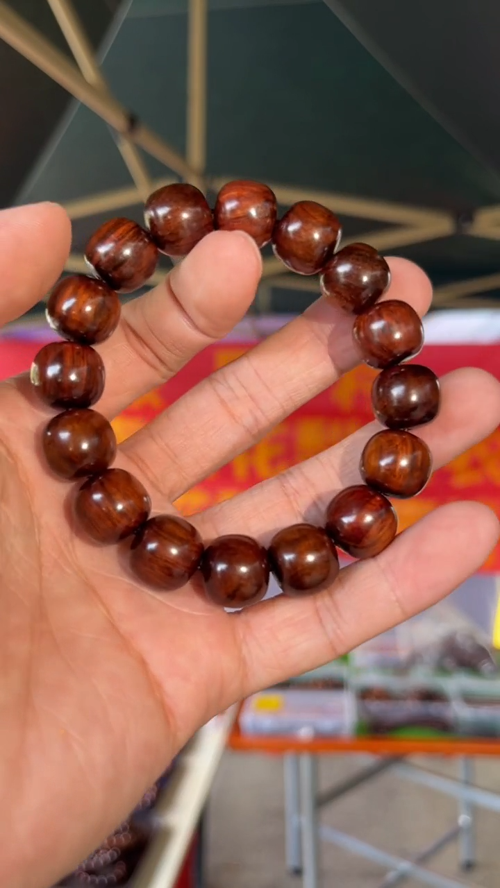 黄花梨/降香黄檀海南黄花梨顺纹麦穗纹1314手串（388）