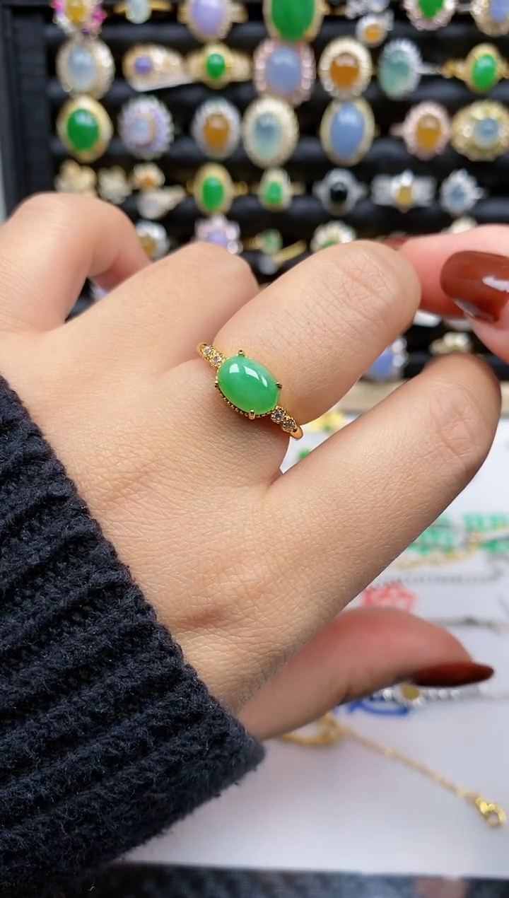 银S925镶嵌戒指翡翠381