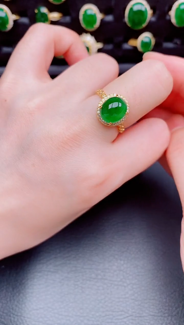 【闪购商品】翡翠戒指银S925镶嵌天然a货翡翠204