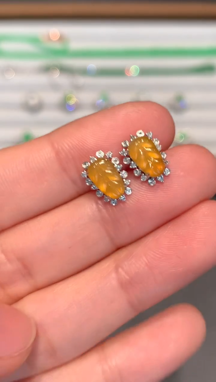 【闪购商品】翡翠耳饰18K金镶嵌2580