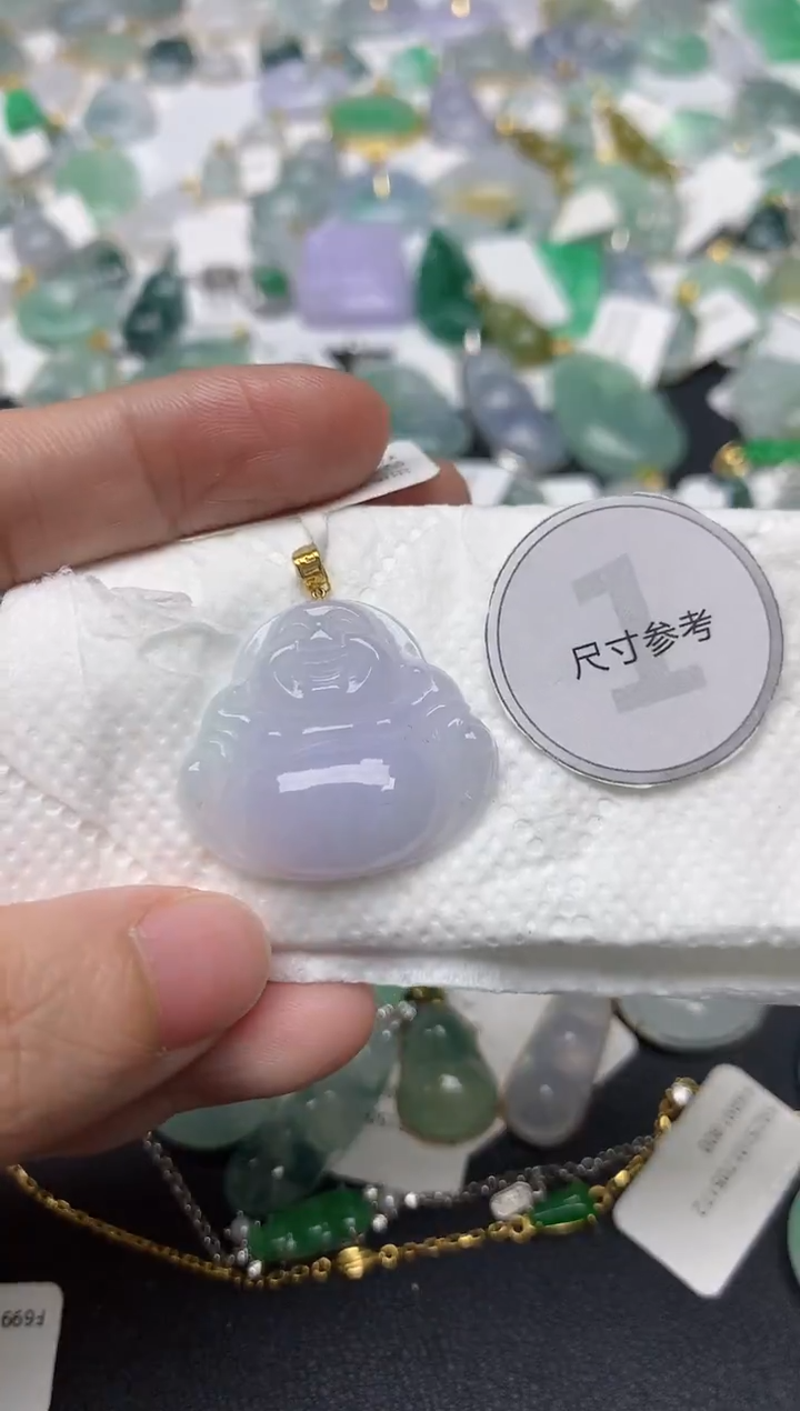 颈饰18K金镶嵌翡翠天然缅甸A货翡翠