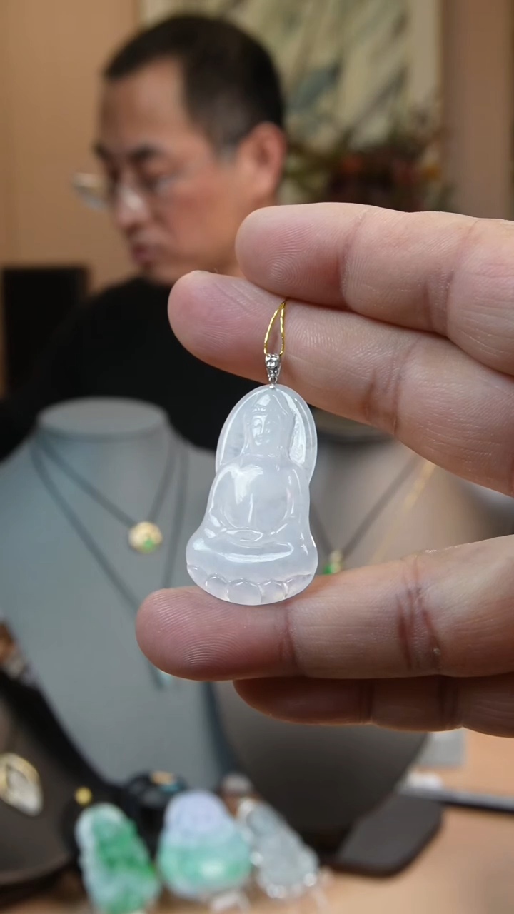 【闪购商品】翡翠颈饰18K金镶嵌天然缅甸翡翠吊坠