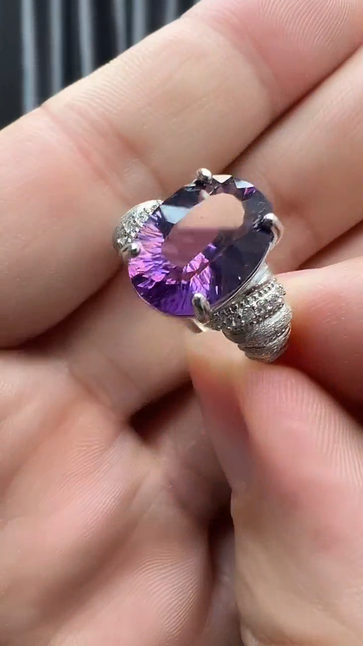 银S925镶嵌戒指水晶紫水晶