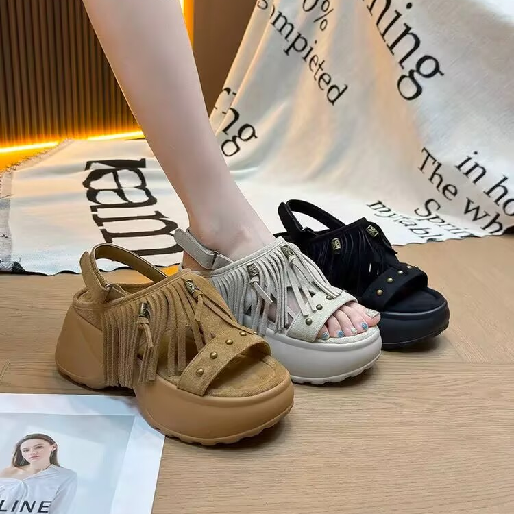 时尚流苏凉鞋女2025夏季新款休闲风百搭露趾凉鞋透气女鞋 AL530