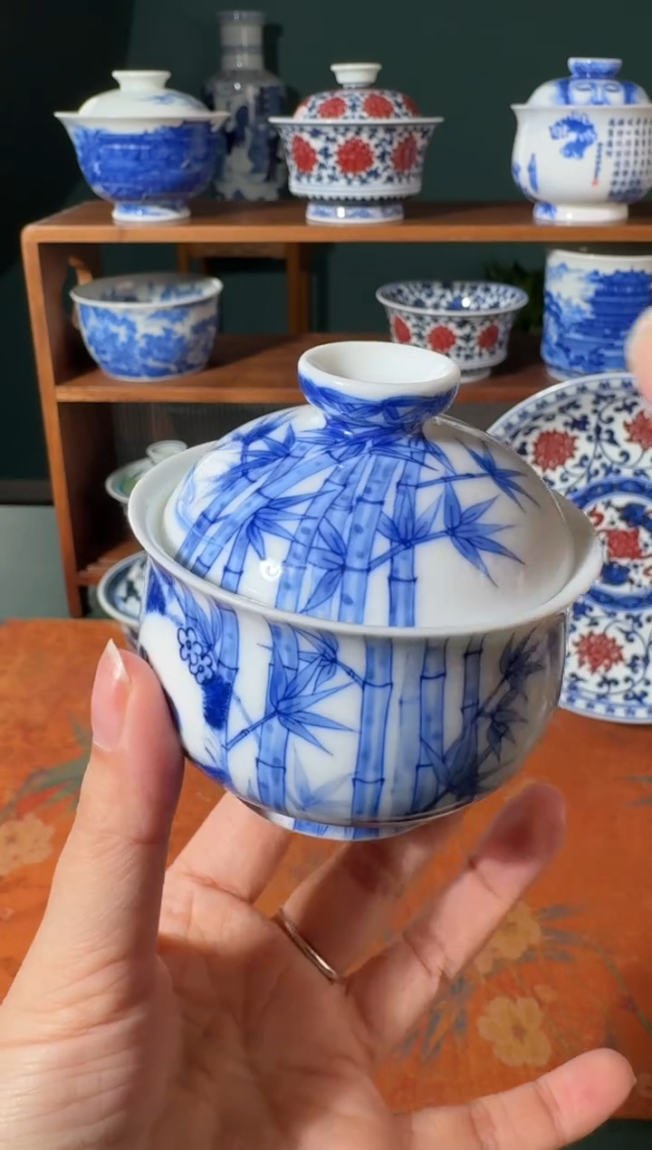 【闪购商品】杯画堂春竹子熊猫布袋盖碗