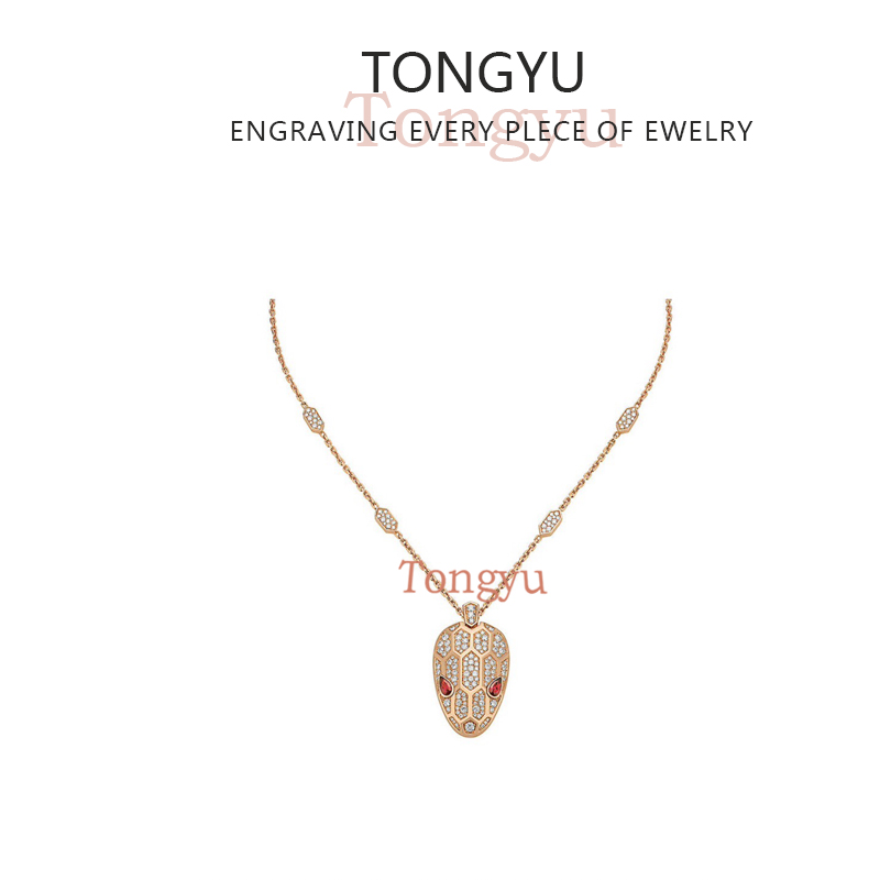 合金项链 Tongyu轻奢白金色蛇头项链