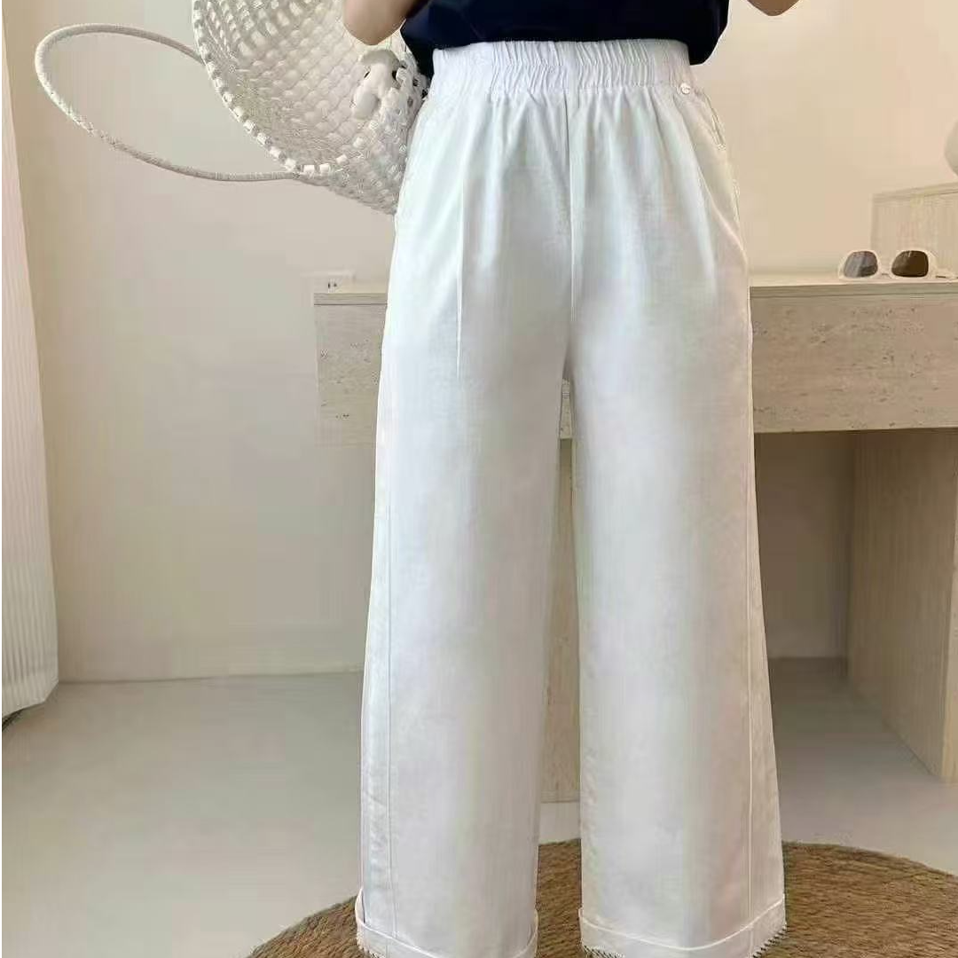 冰凉凉阔腿裤女夏薄大码胖妹妹高腰宽松休闲透气直筒裤子2025