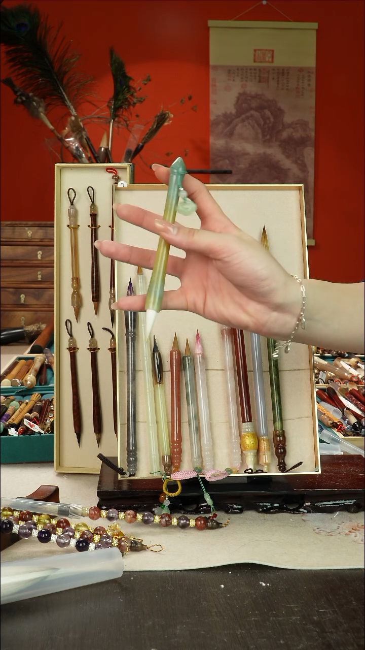 320号闪孤品高货毛笔链接 清水试笔 蘸墨不退