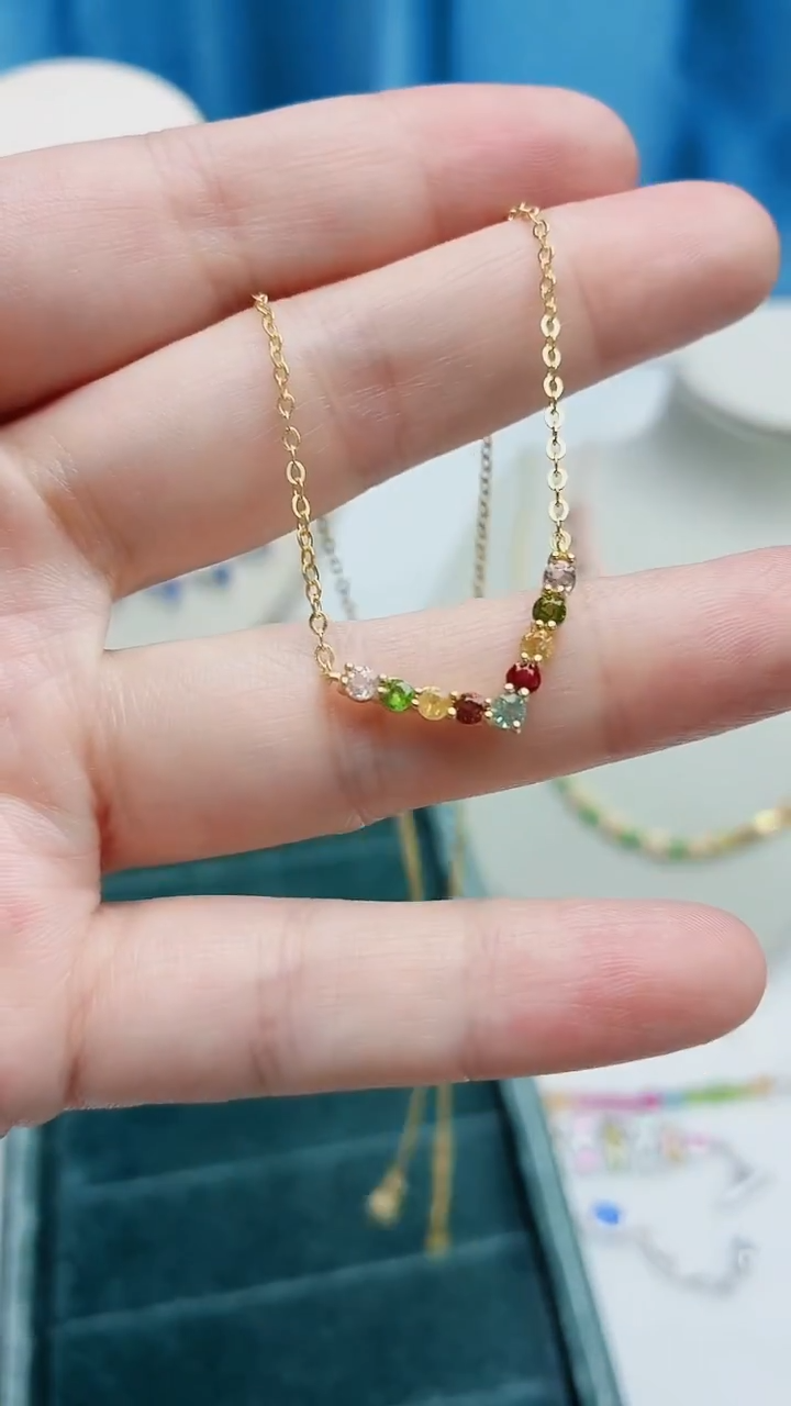 银S925镶嵌项链碧玺208ZB1112产品一个（多样性）