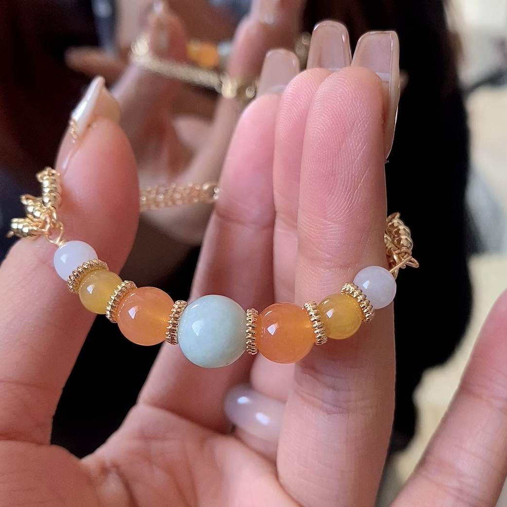 【星辰录】摘星录多宝天然缅甸A货翡翠金丝玉手链单圈百搭轻奢