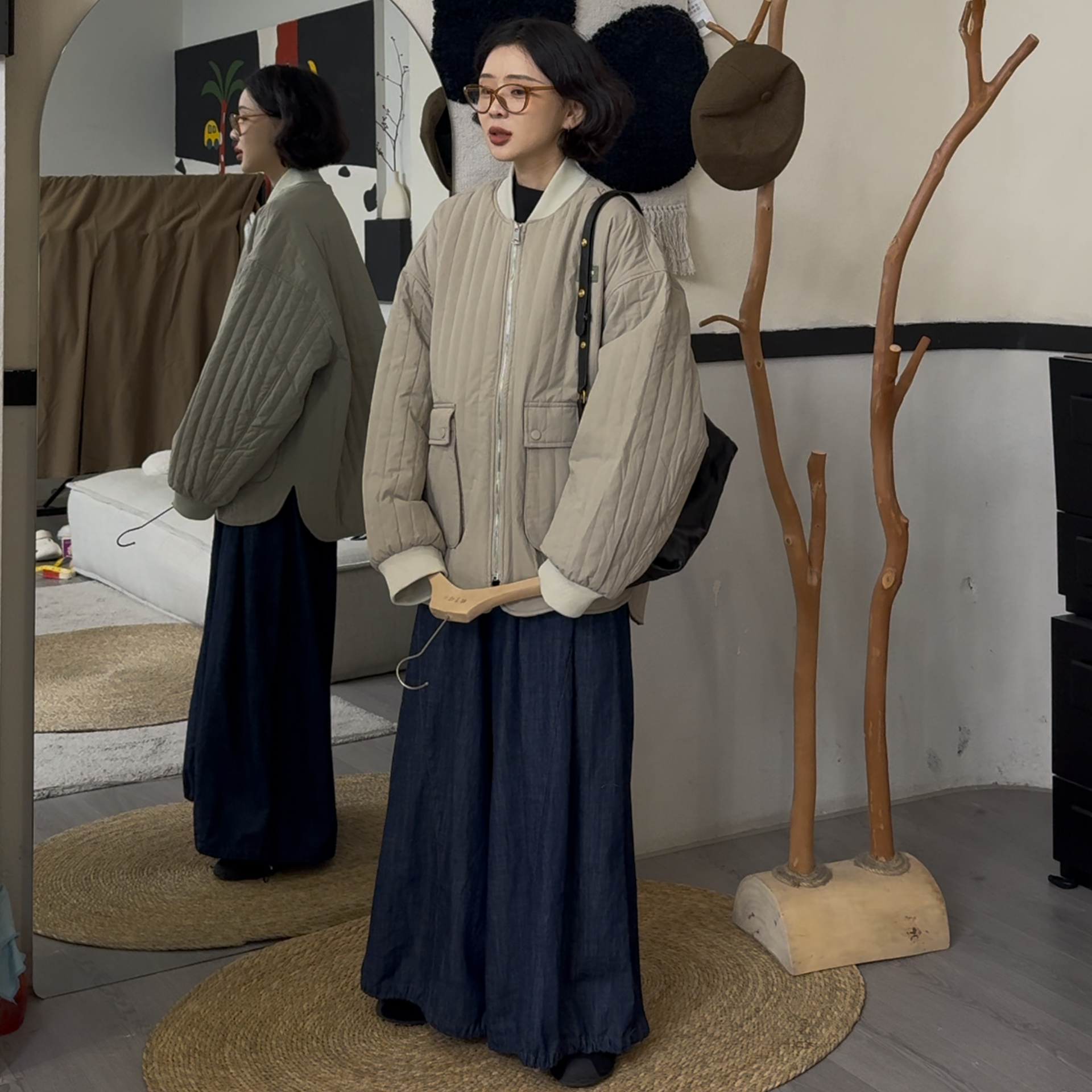 橘子罐头24新款休闲百搭情侣宽松潮流保暖棒球领两色棉服