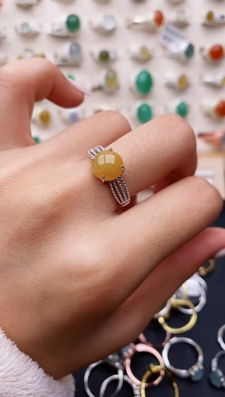 【闪购商品】翡翠戒指银S925镶嵌缅甸翡翠