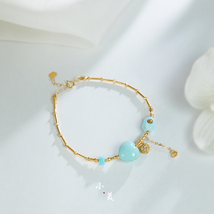 18K金绿松爱心手链（多样性发货）G90081