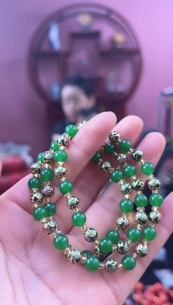 非遗 景泰蓝项链 0.6深绿