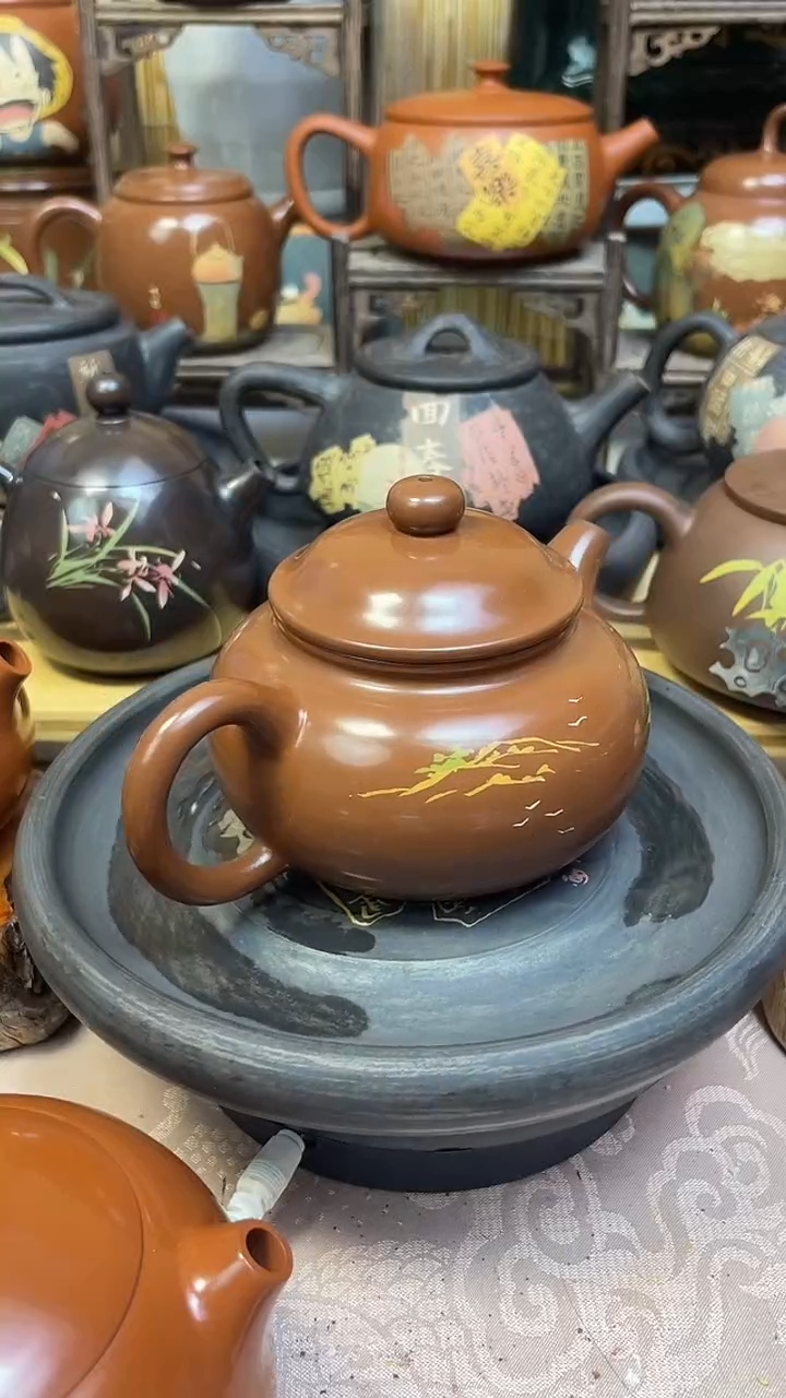 壶不****士建水紫陶高亮光彩填壶