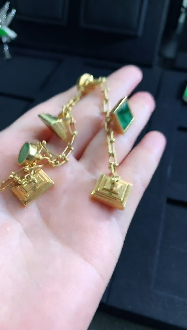 【闪购商品】翡翠手链18K金镶嵌手链