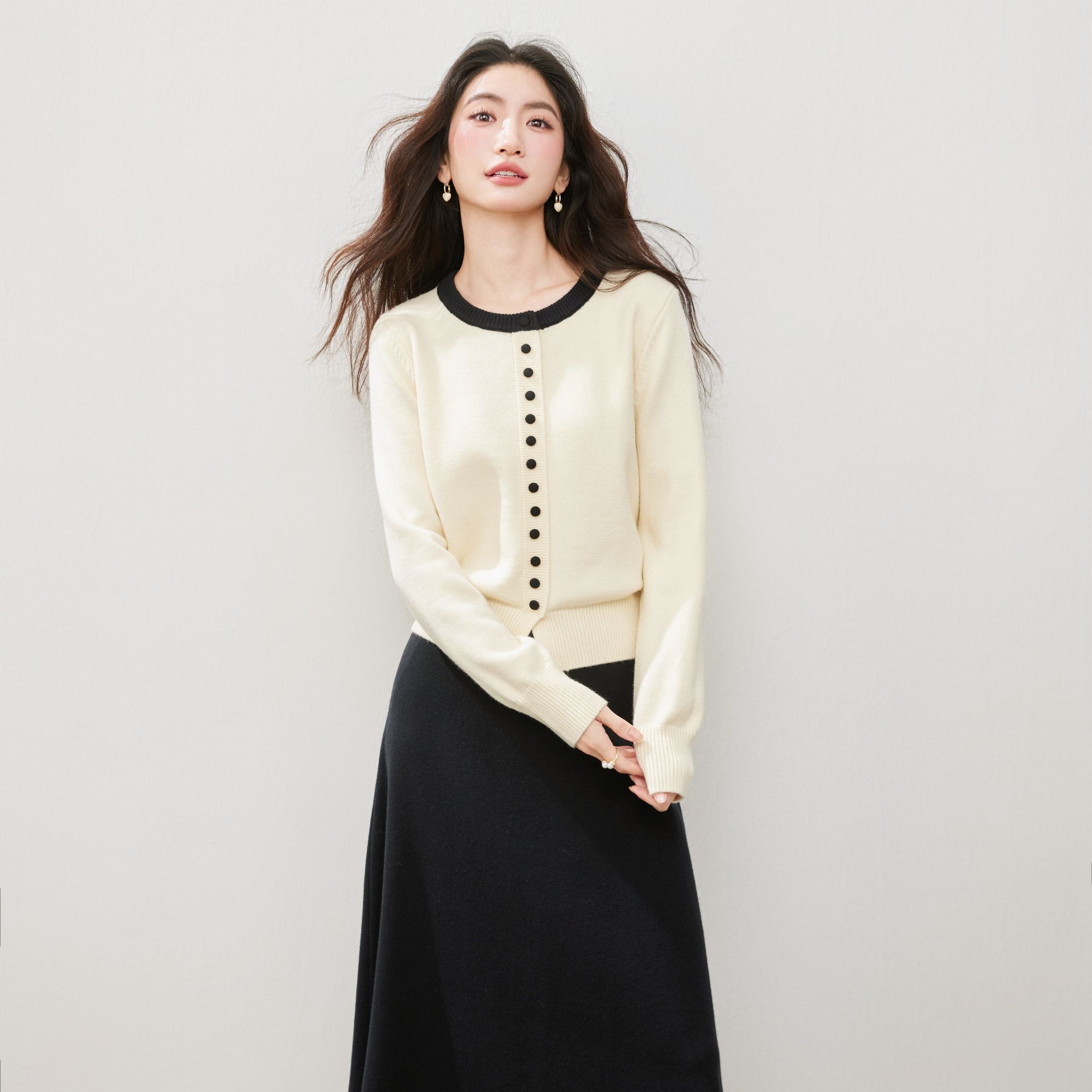 OSA/欧莎 小香风一整套穿搭女秋冬针织套装两件套S125C15007