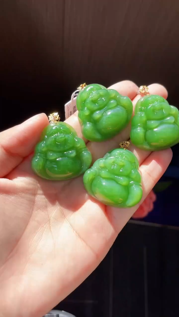 【闪购商品】和田玉吊坠18K金镶嵌35MM 多样性发一