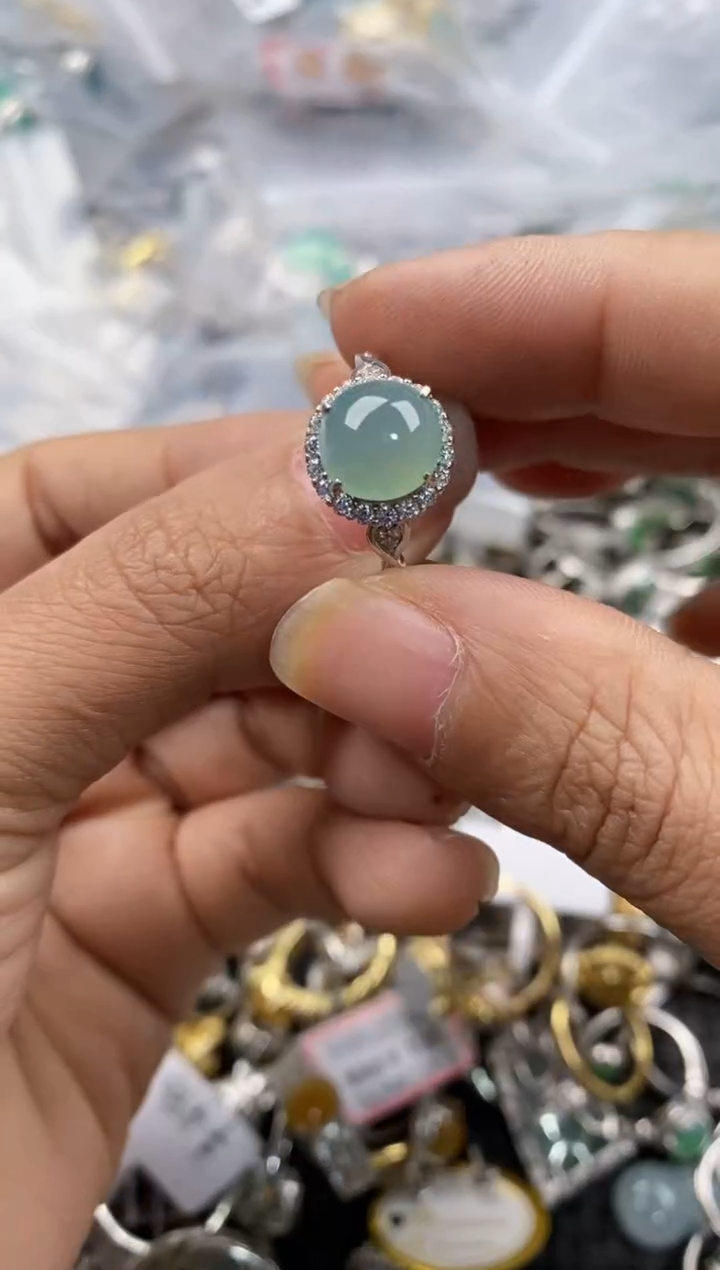 银S925镶嵌戒指翡翠1212---3
