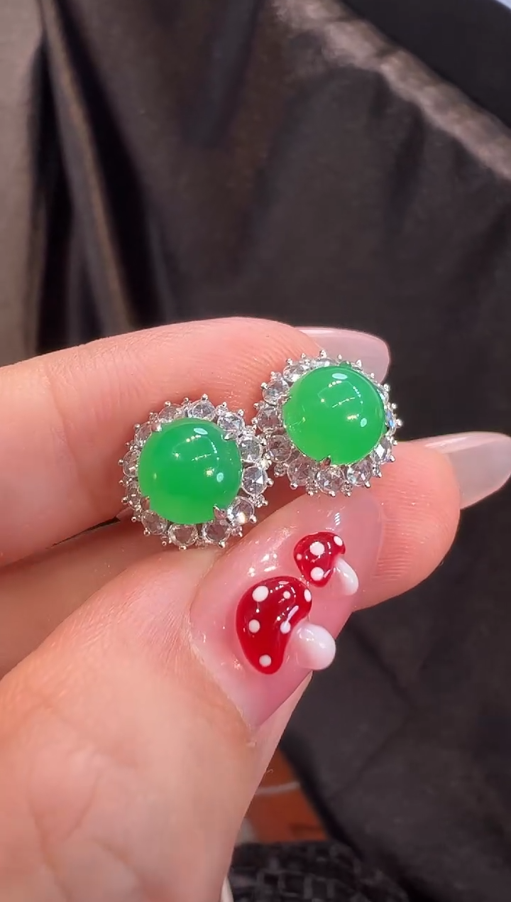 【闪购商品】翡翠耳饰18K金镶嵌耳饰