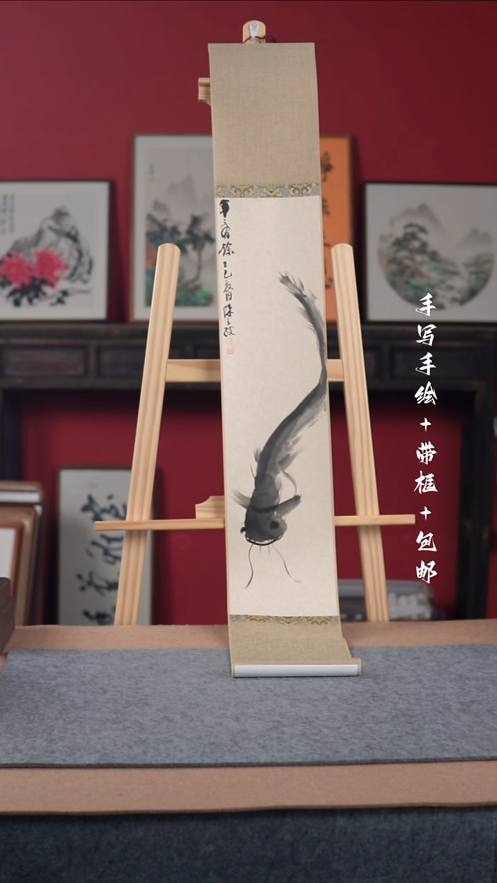 国画手绘手写-17*120卷轴-花鸟