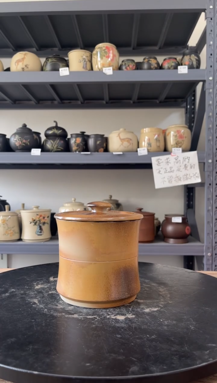 建水紫陶精品茶罐高16直径14.5