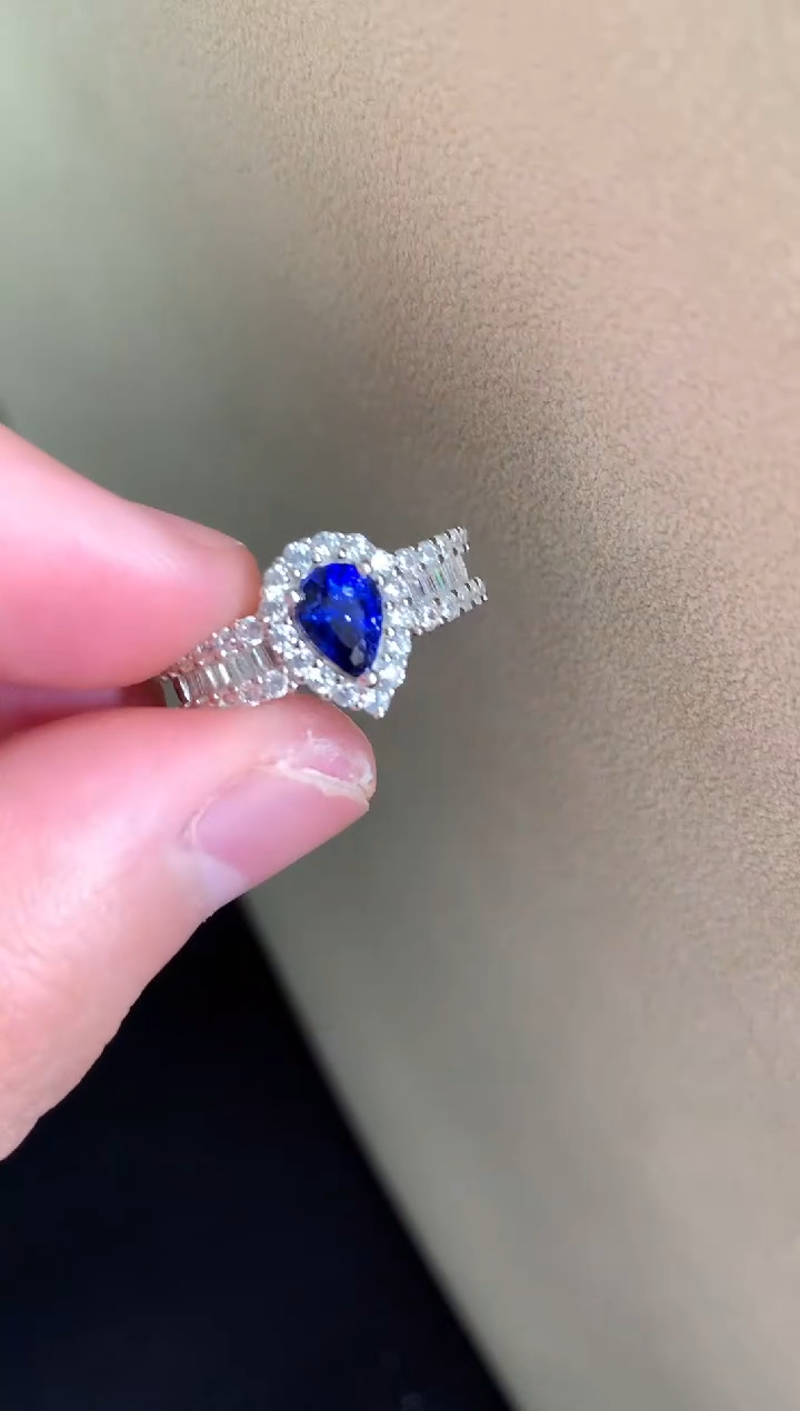 戒指蓝宝石银S925镶嵌戒指