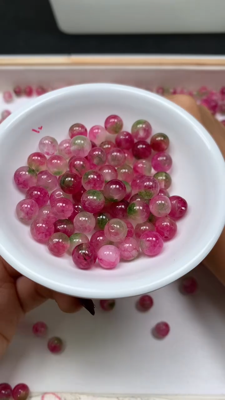 未镶嵌散珠碧玺M713 西瓜碧玺8mm25个8元