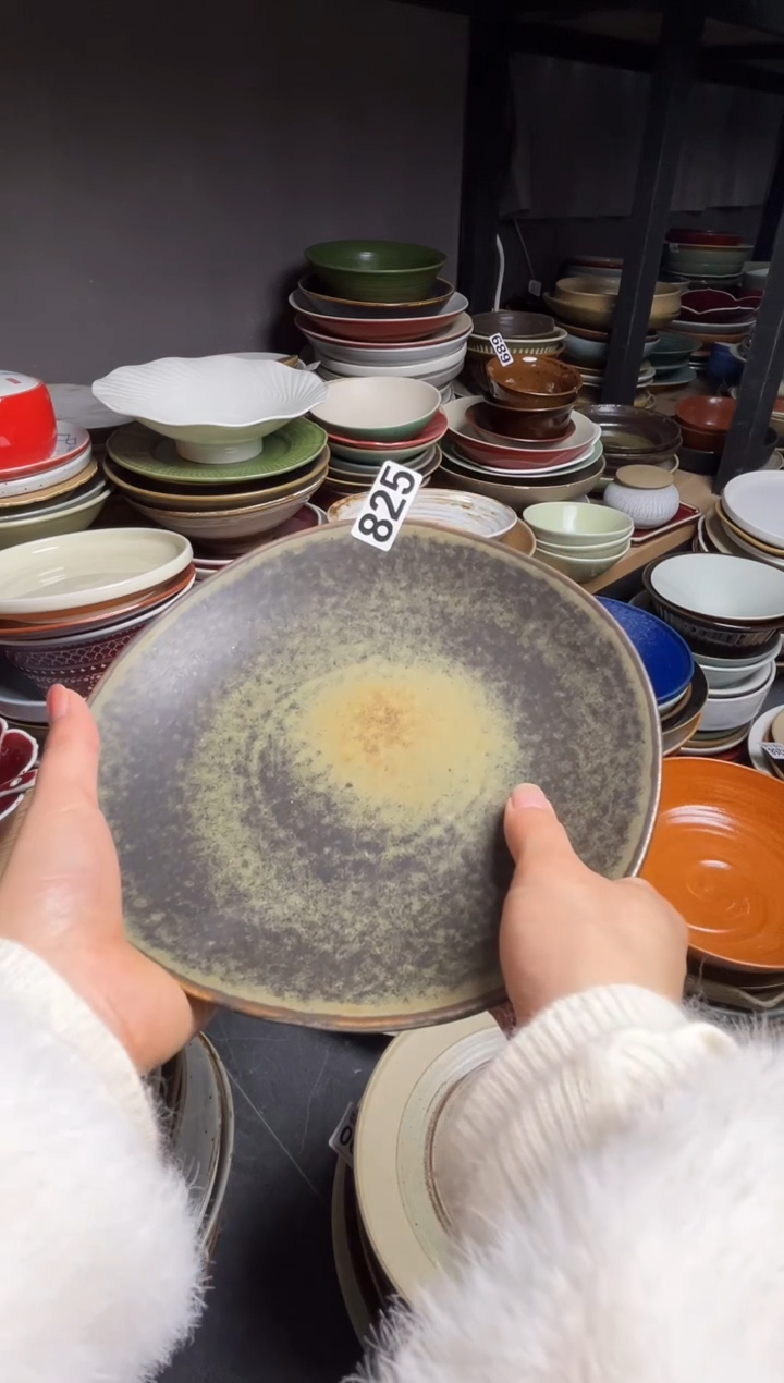 瓷片三**竪825志野古拙异型盘