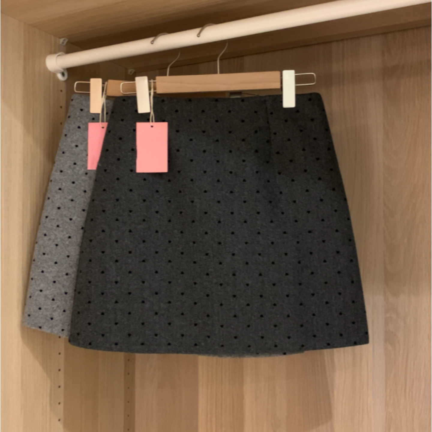 【9389】大码复古波点毛呢半身裙女秋冬高腰显瘦气质包臀a字短裙