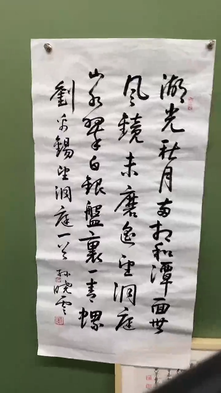 竖款精品三尺书法，湖光