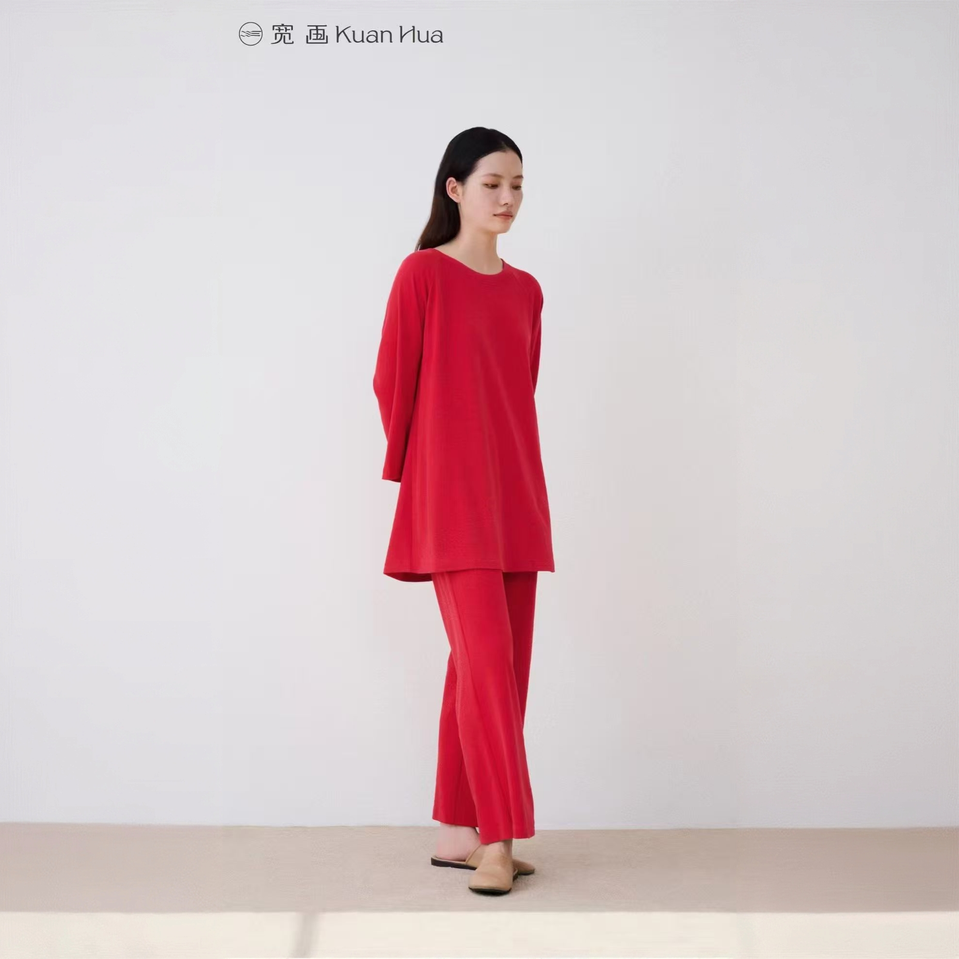 福利款宽画多彩羊绒系列长袖家居服96592