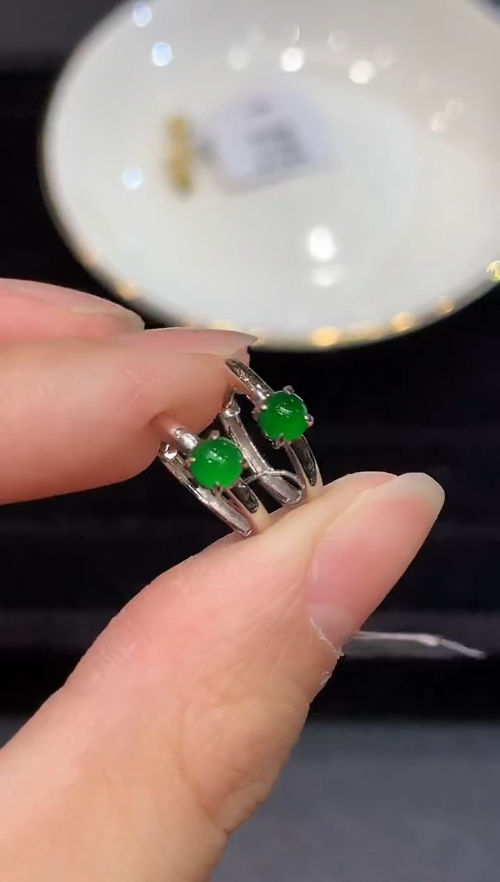 翡翠18K金镶嵌耳饰SY多样性发其一