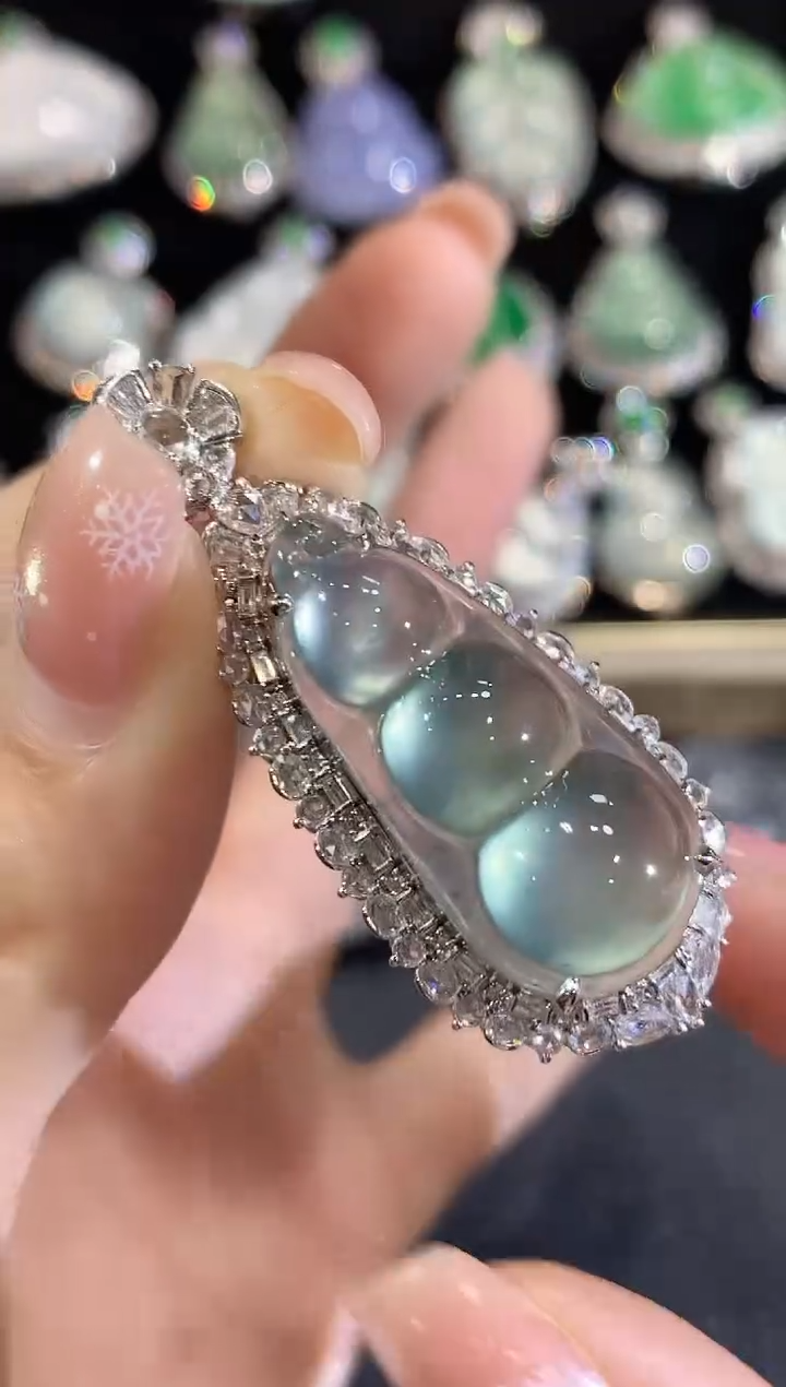 吊坠(不含链)18K金镶嵌翡翠C58翡翠