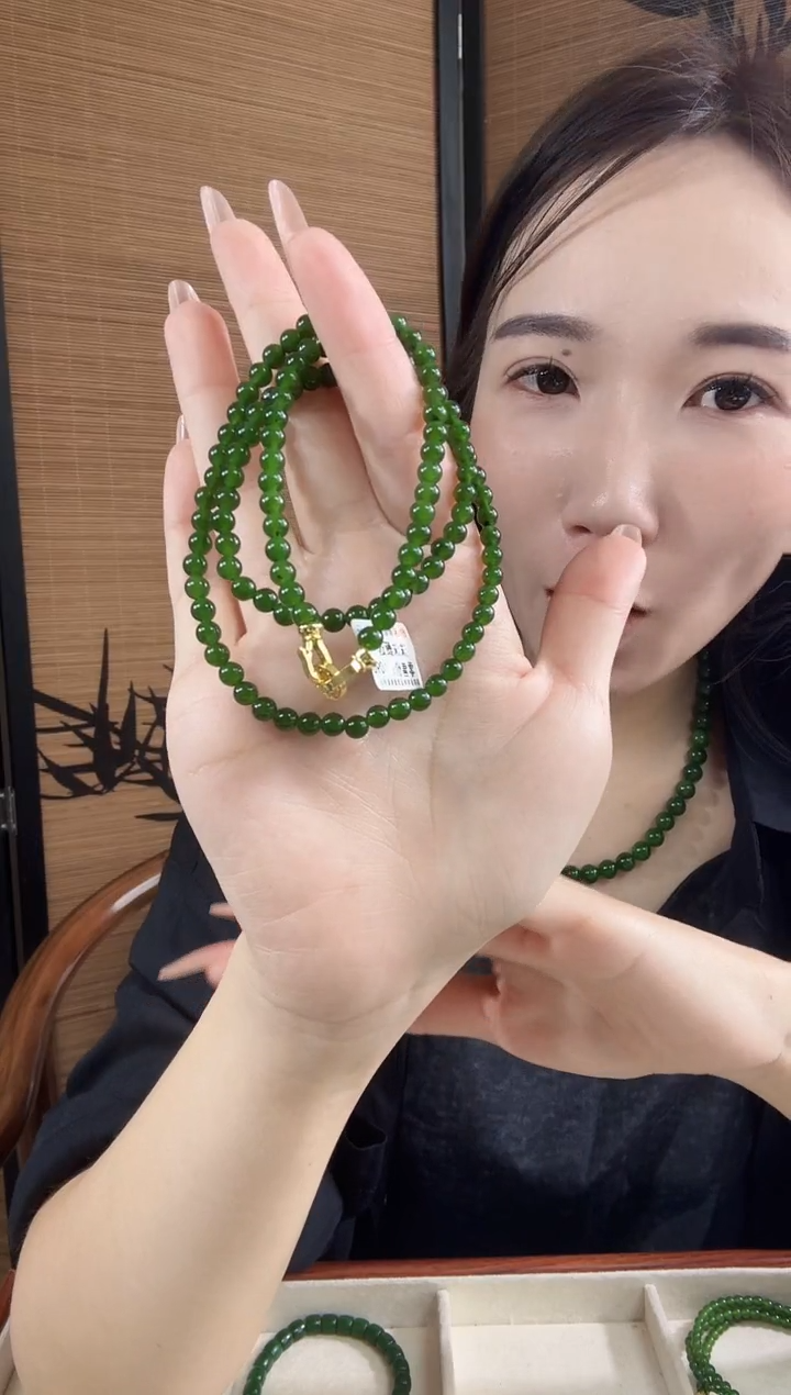 和田玉（碧玉）未镶嵌颈饰5辣菠毛衣链