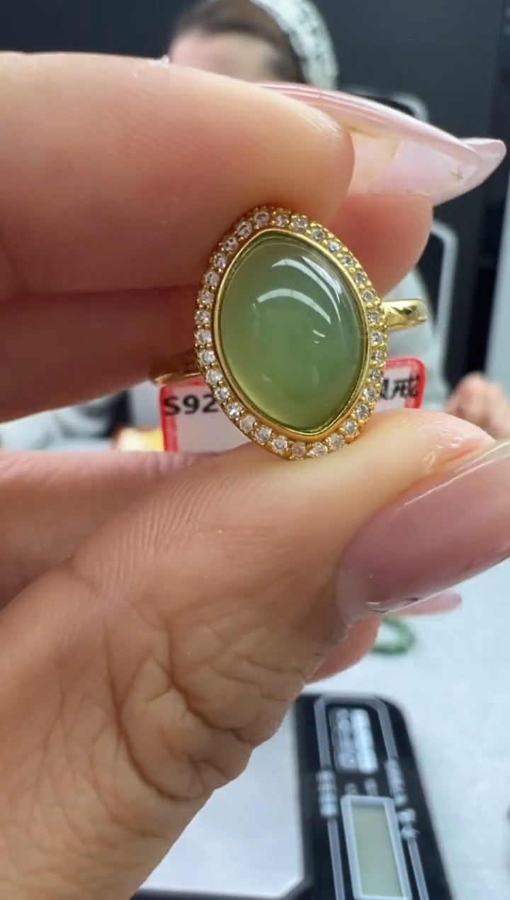 【闪购商品】和田玉（碧玉）戒指未镶嵌124秒拍号