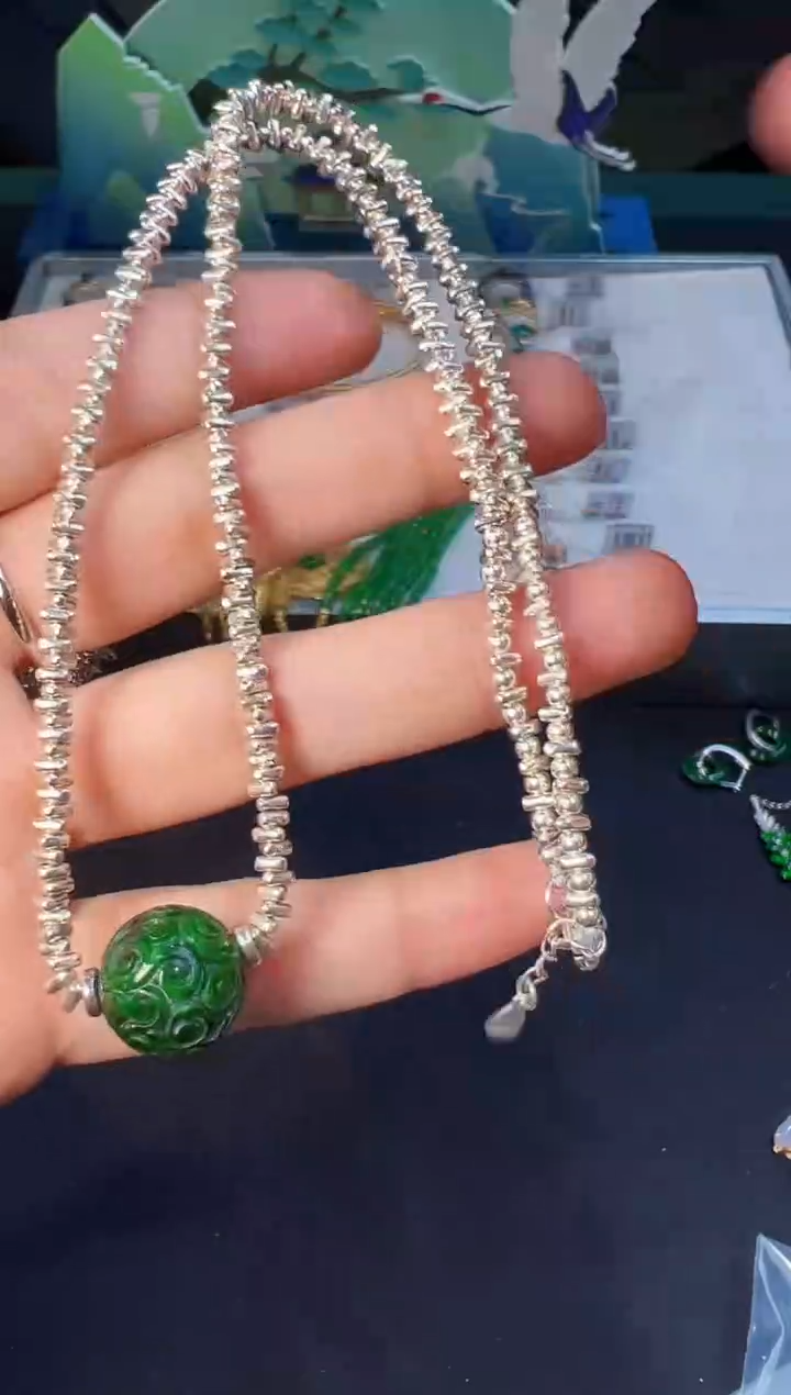 【闪购商品】翡翠颈饰银S925镶嵌项链