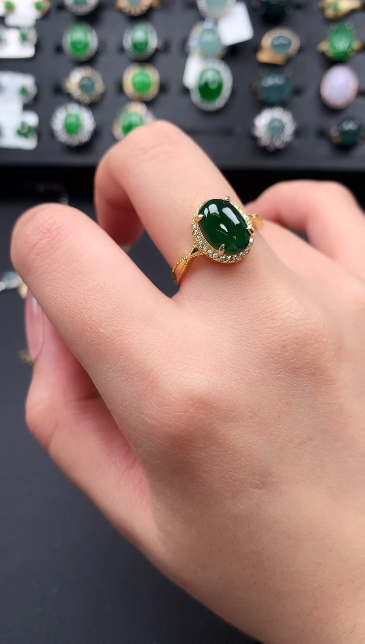 【闪购商品】翡翠戒指银S925镶嵌12412