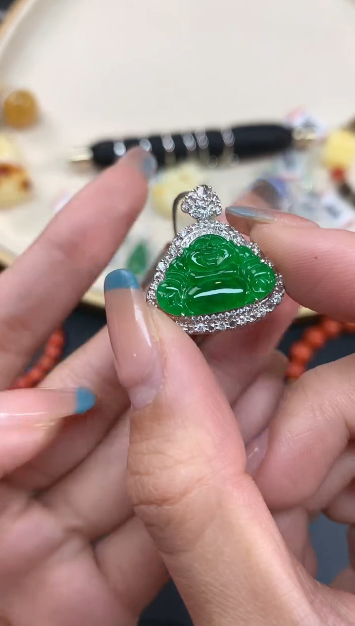 【闪购商品】翡翠吊坠(不含链)18K金镶嵌吊坠A184|19800