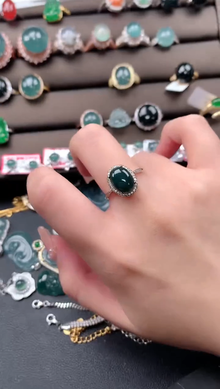 【闪购商品】翡翠戒指银S925镶嵌52141