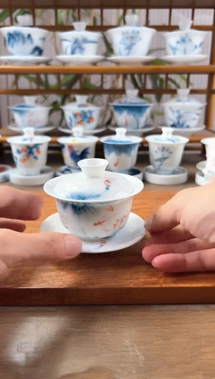 微瑕蓝莲130ml三才盖碗