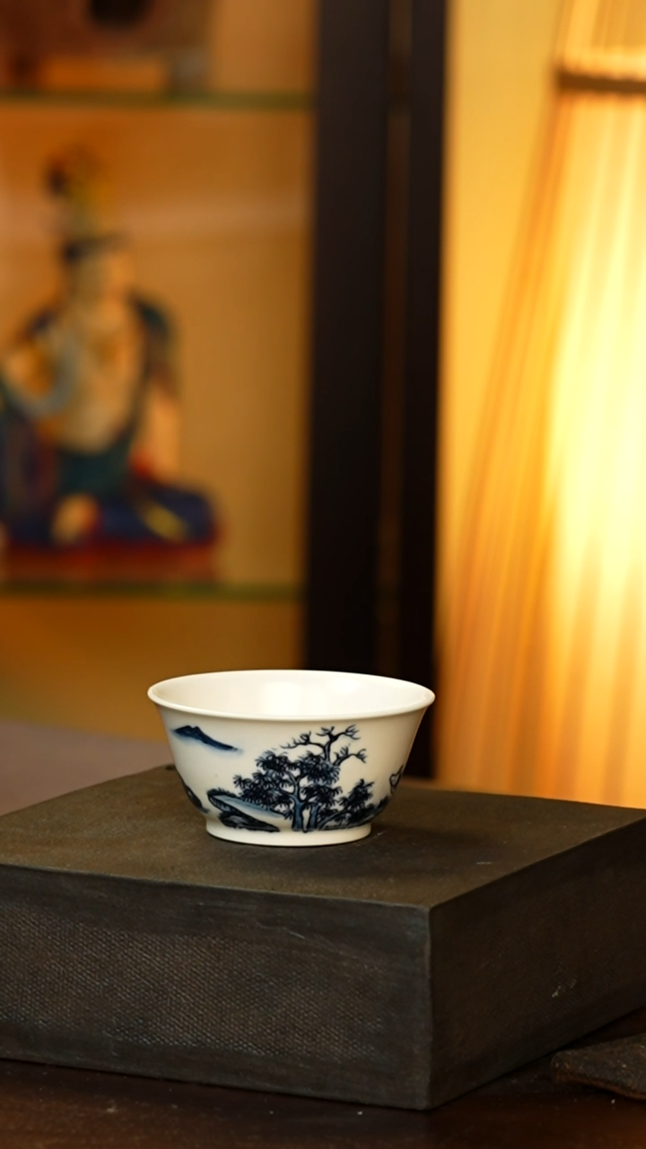 青花牧牛杯......