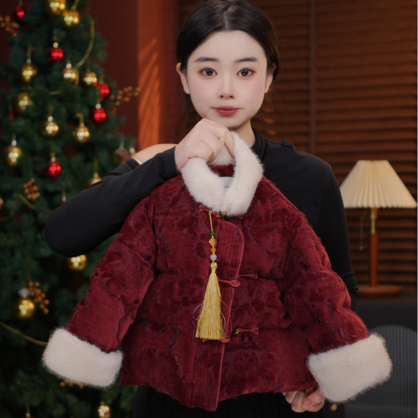 【红运当头】2025冬季儿童新款萌娃中国风拜年加厚棉服外套90777