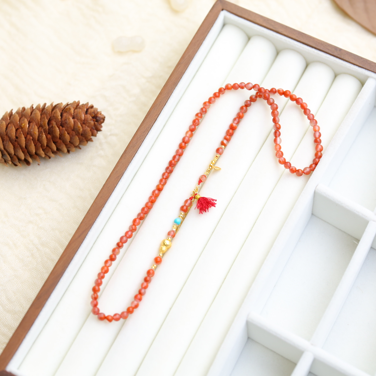 【云边】飘花南红 小葫芦项链/流苏款（多样性发其一）